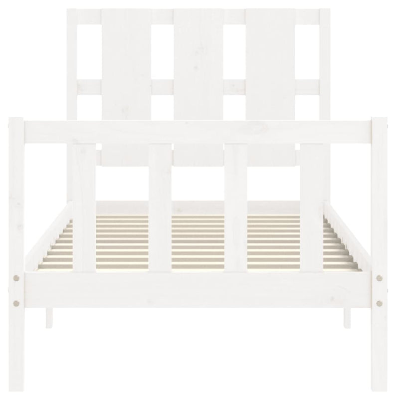 Bed Frame with Headboard White 92x187 cm Single Solid Wood Payday Deals