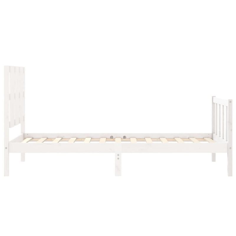 Bed Frame with Headboard White 92x187 cm Single Solid Wood Payday Deals