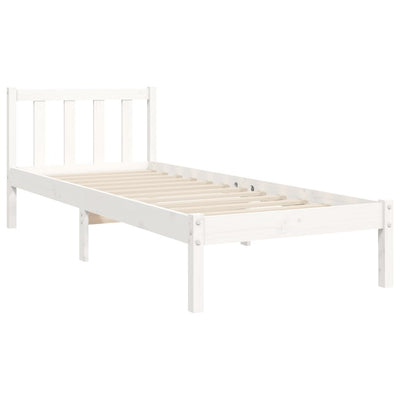 Bed Frame with Headboard White 92x187 cm Single Solid Wood Payday Deals