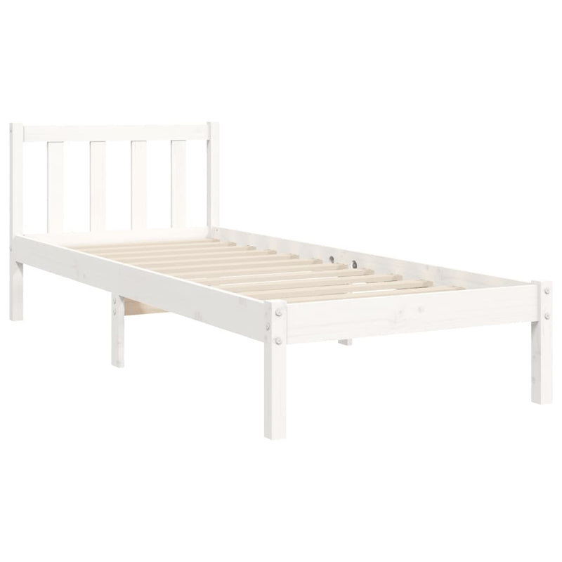 Bed Frame with Headboard White 92x187 cm Single Solid Wood Payday Deals