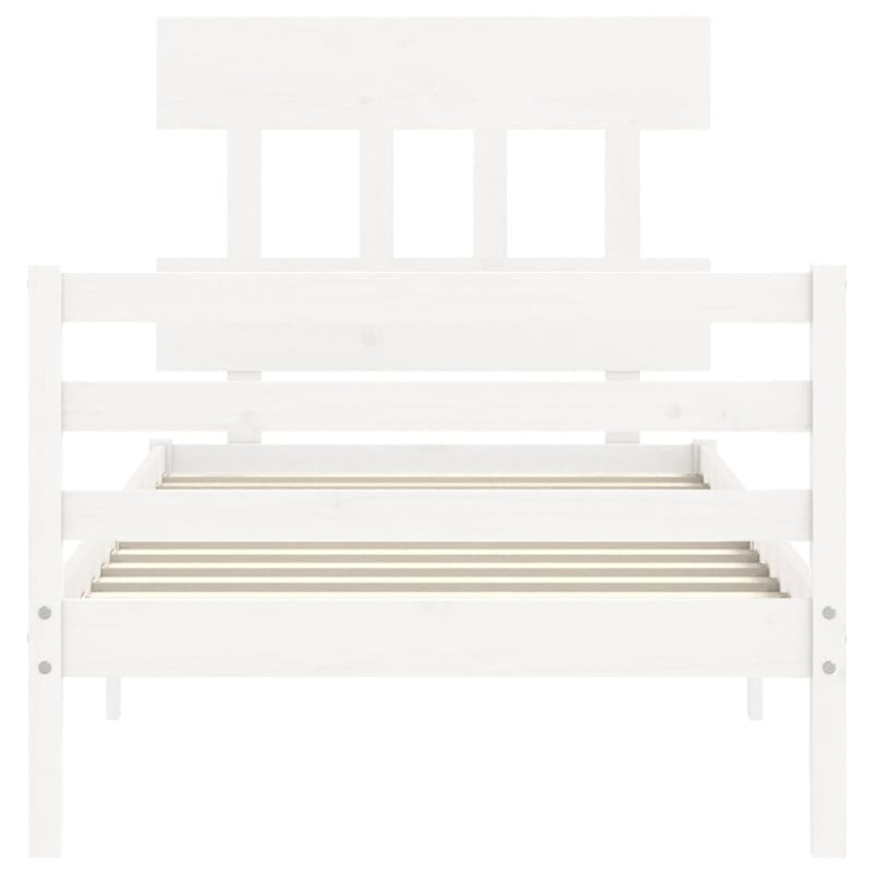 Bed Frame with Headboard White 92x187 cm Single Solid Wood Payday Deals