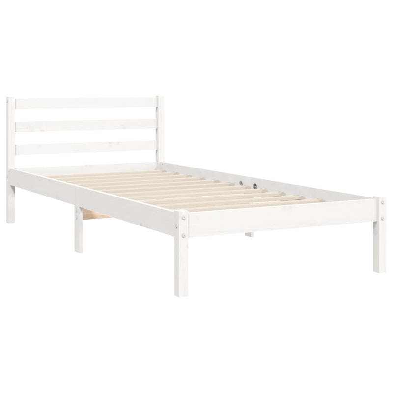 Bed Frame with Headboard White 92x187 cm Single Solid Wood Payday Deals