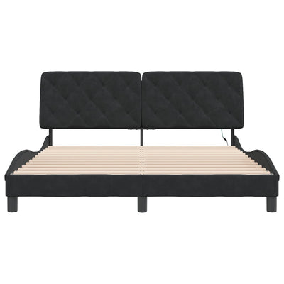 Bed Frame with LED Light Black 152x203 cm Velvet Payday Deals