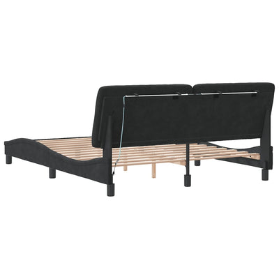 Bed Frame with LED Light Black 152x203 cm Velvet Payday Deals