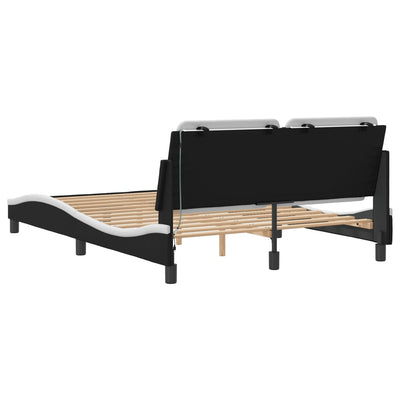 Bed Frame with LED Light Black and White 137x187 cm Double Size Faux Leather Payday Deals