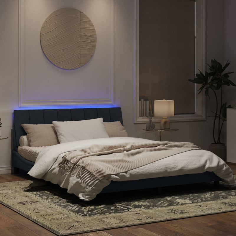 Bed Frame with LED Light Dark Grey 152x203 cm Velvet Payday Deals