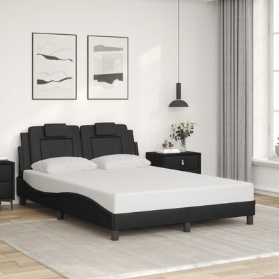 Bed Frame with LED Lights Black 137x187 cm Double Size Faux Leather Payday Deals