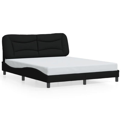 Bed Frame with LED Lights Black 153x203 cm Queen Size Fabric