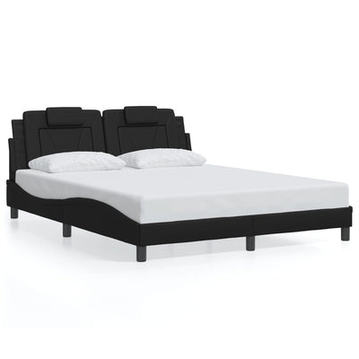 Bed Frame with LED Lights Black 153x203 cm Queen Size Faux Leather