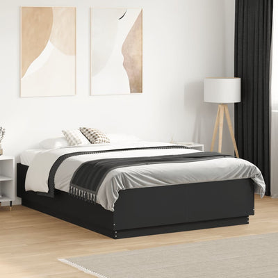 Bed Frame with LED without Mattress Black 135x190 cm Payday Deals