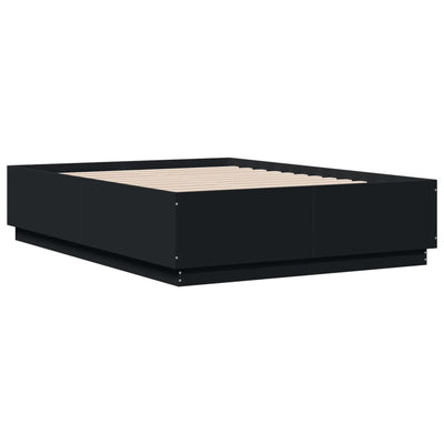 Bed Frame with LED without Mattress Black 135x190 cm Payday Deals