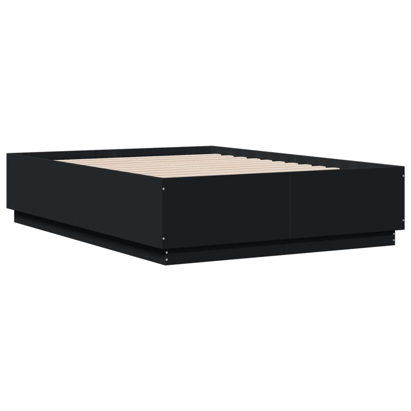 Bed Frame with LED without Mattress Black 135x190 cm Payday Deals