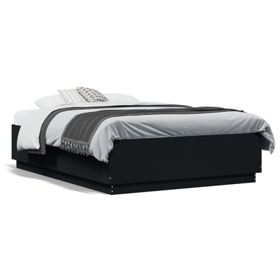 Bed Frame with LED without Mattress Black 135x190 cm Payday Deals