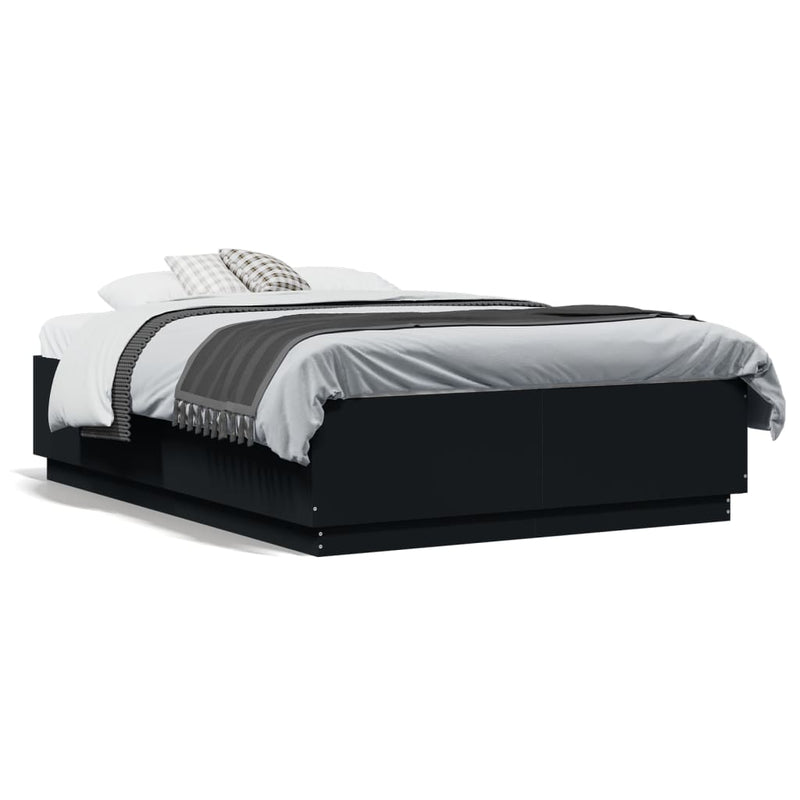 Bed Frame with LED without Mattress Black 135x190 cm Payday Deals
