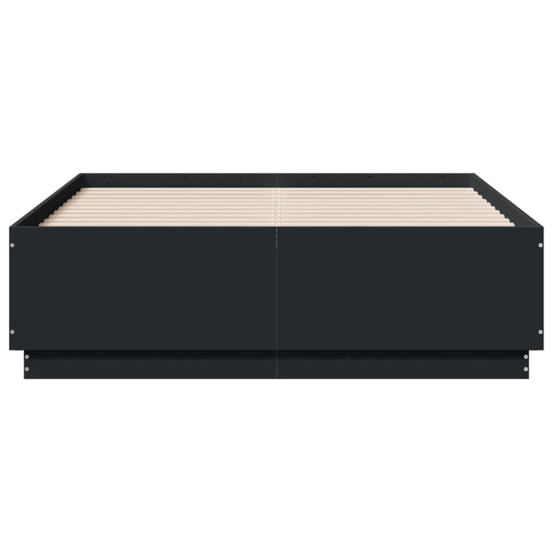 Bed Frame with LED without Mattress Black 135x190 cm Payday Deals