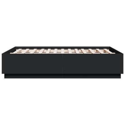 Bed Frame with LED without Mattress Black 135x190 cm Payday Deals