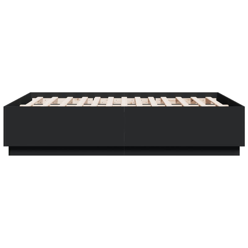 Bed Frame with LED without Mattress Black 135x190 cm Payday Deals