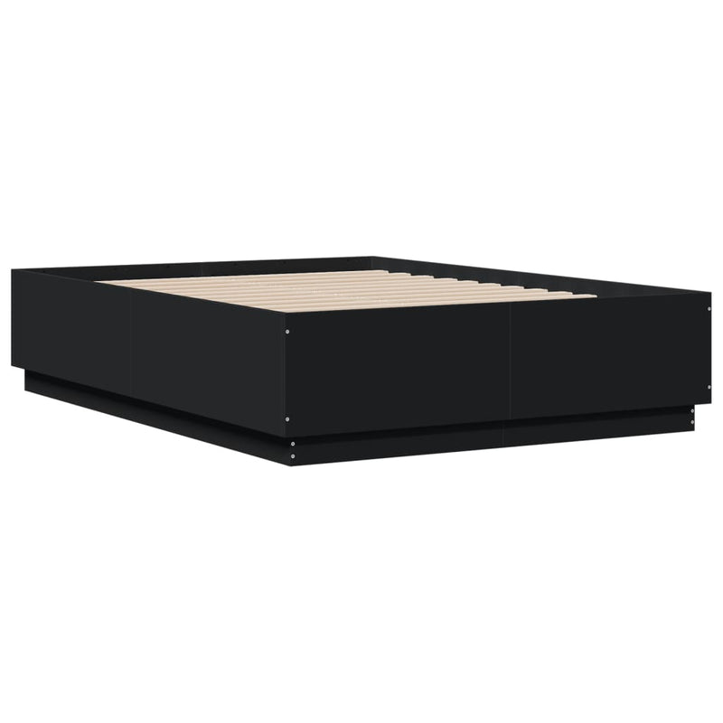 Bed Frame with LED without Mattress Black 135x190 cm Payday Deals