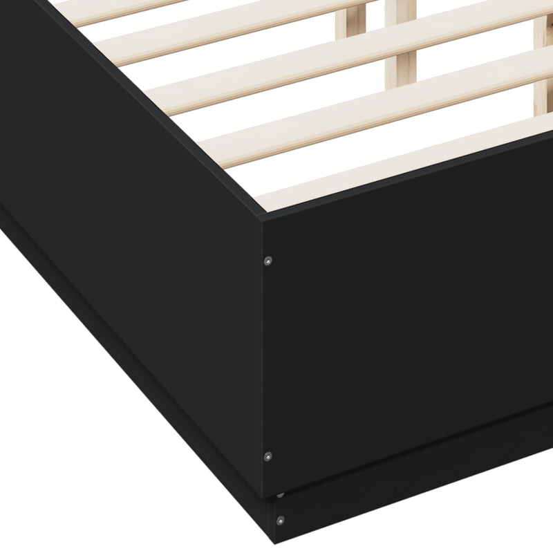 Bed Frame with LED without Mattress Black 135x190 cm Payday Deals