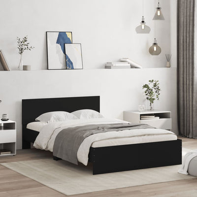 Bed Frame with LED without Mattress Black 135x190 cm Payday Deals