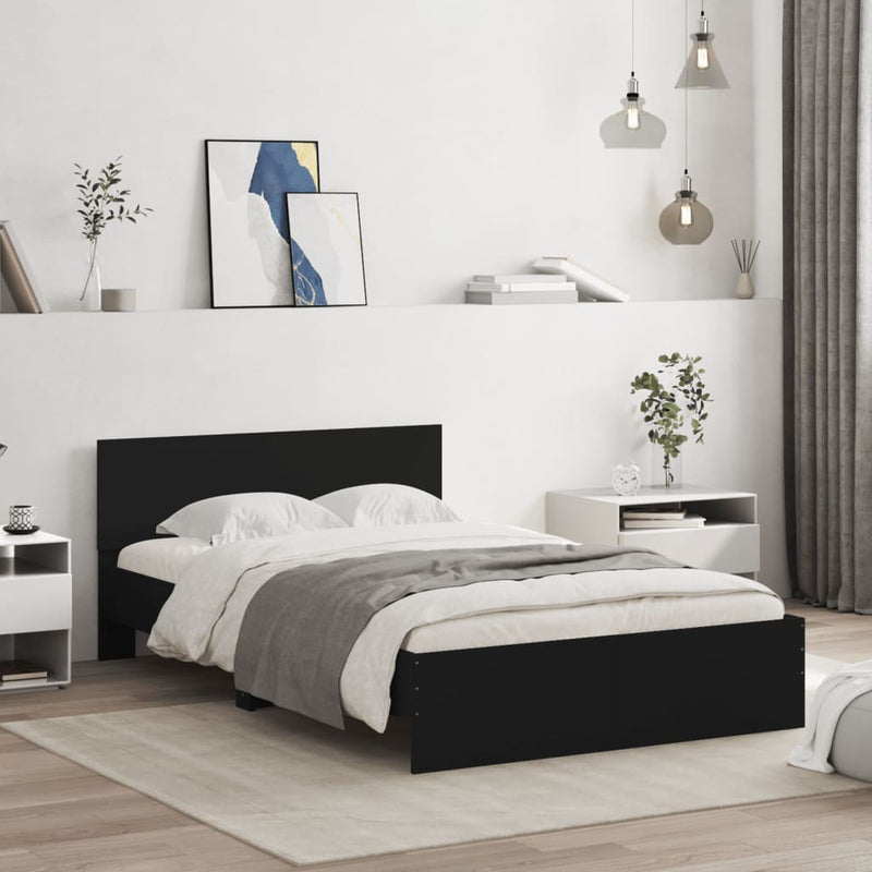 Bed Frame with LED without Mattress Black 135x190 cm Payday Deals