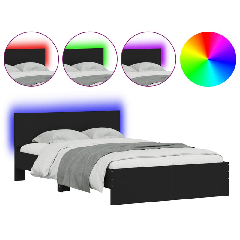 Bed Frame with LED without Mattress Black 135x190 cm Payday Deals