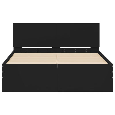 Bed Frame with LED without Mattress Black 135x190 cm Payday Deals