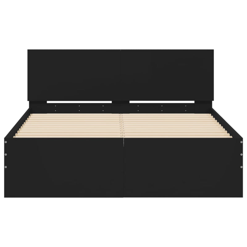 Bed Frame with LED without Mattress Black 135x190 cm Payday Deals
