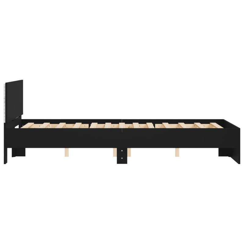 Bed Frame with LED without Mattress Black 135x190 cm Payday Deals