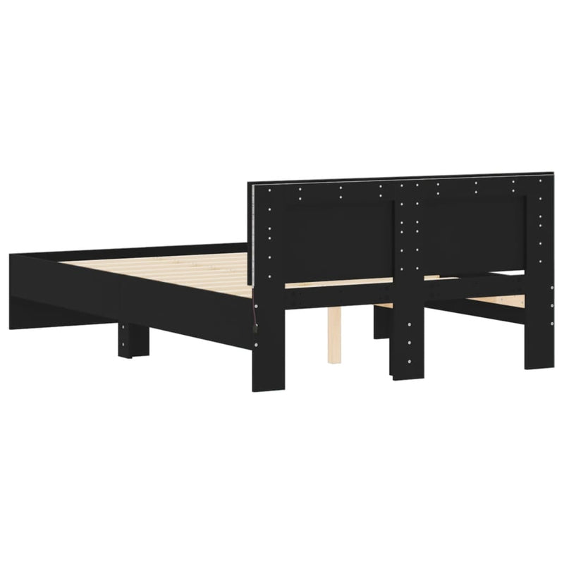 Bed Frame with LED without Mattress Black 135x190 cm Payday Deals