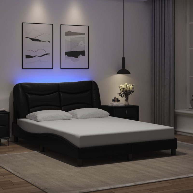 Bed Frame with LED without Mattress Black 137x187 cm Double Payday Deals