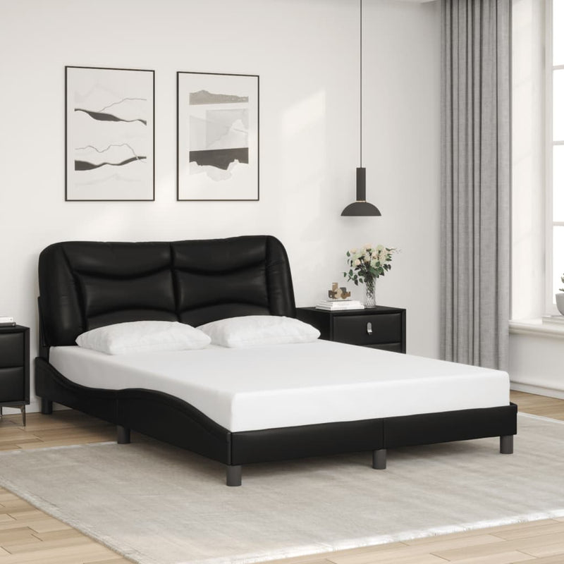Bed Frame with LED without Mattress Black 137x187 cm Double Payday Deals