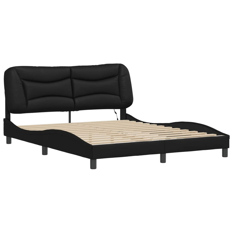 Bed Frame with LED without Mattress Black 152x203 cm Queen Payday Deals