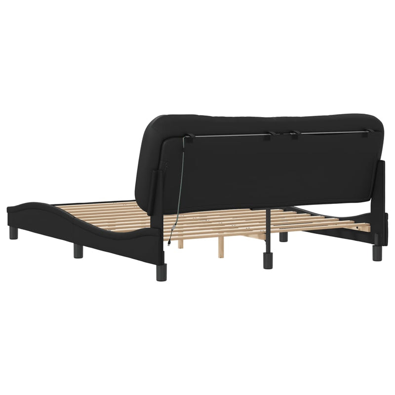 Bed Frame with LED without Mattress Black 152x203 cm Queen Payday Deals