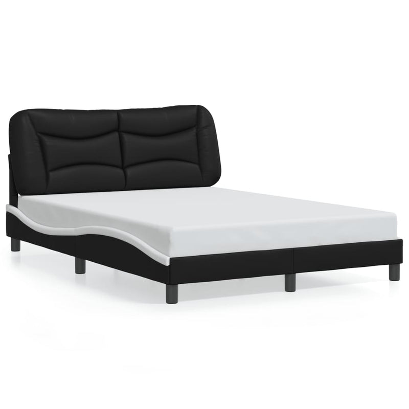 Bed Frame with LED without Mattress Black and White 137x187 cm Double Payday Deals