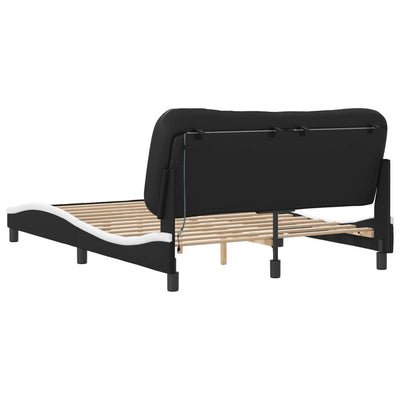 Bed Frame with LED without Mattress Black and White 137x187 cm Double Payday Deals