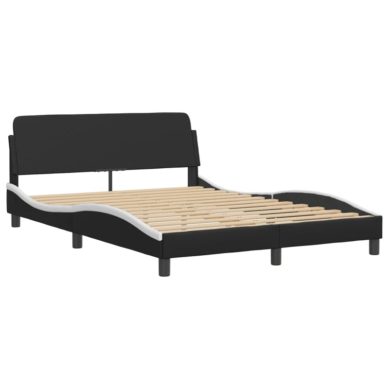 Bed Frame with LED without Mattress Black and White 137x187 cm Double Payday Deals