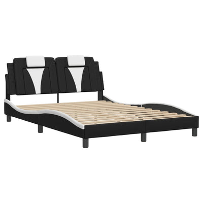 Bed Frame with LED without Mattress Black and White 137x187 cm Double Payday Deals