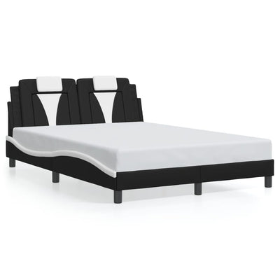 Bed Frame with LED without Mattress Black and White 137x187 cm Double Payday Deals