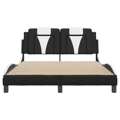 Bed Frame with LED without Mattress Black and White 137x187 cm Double Payday Deals