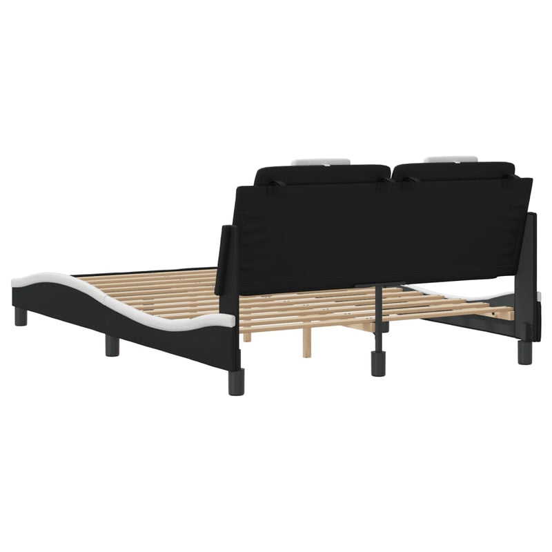 Bed Frame with LED without Mattress Black and White 137x187 cm Double Payday Deals