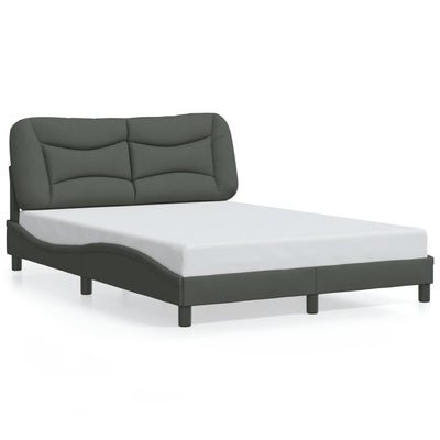 Bed Frame with LED without Mattress Dark Grey 137x187 cm Double Fabric Payday Deals