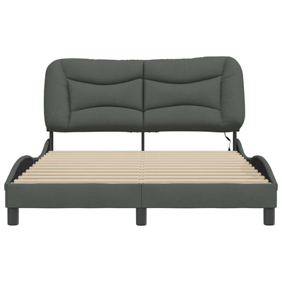 Bed Frame with LED without Mattress Dark Grey 137x187 cm Double Fabric Payday Deals