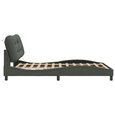 Bed Frame with LED without Mattress Dark Grey 137x187 cm Double Fabric Payday Deals