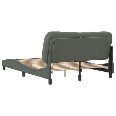 Bed Frame with LED without Mattress Dark Grey 137x187 cm Double Fabric Payday Deals