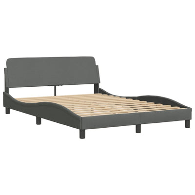 Bed Frame with LED without Mattress Dark Grey 137x187 cm Double Fabric Payday Deals