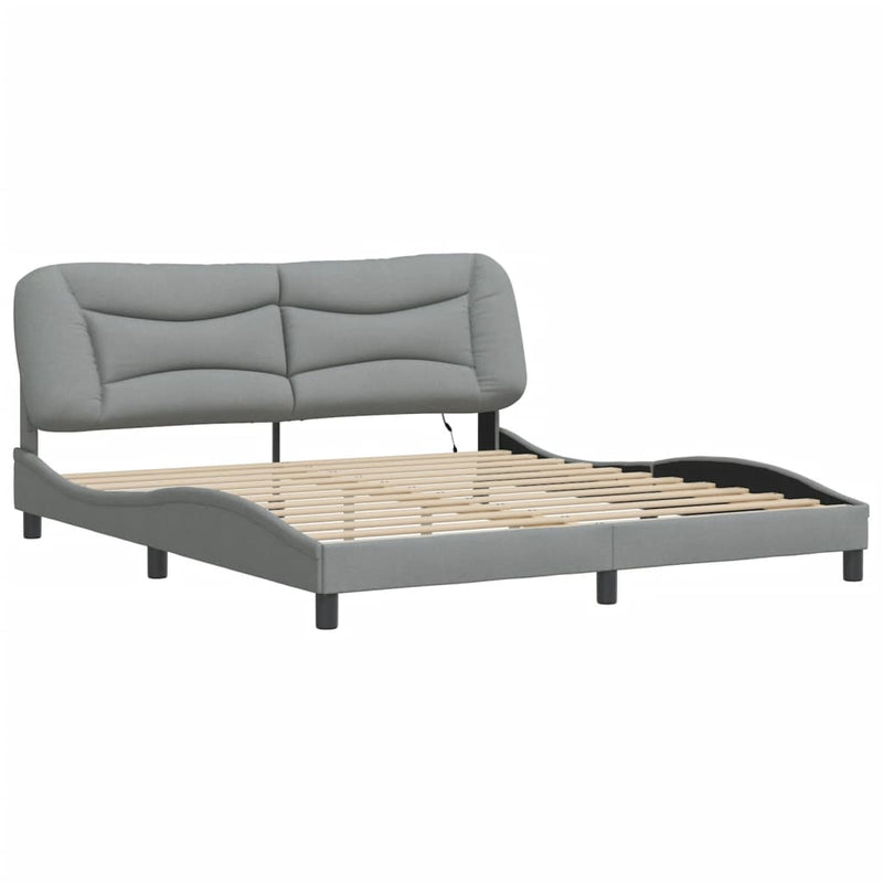 Bed Frame with LED without Mattress Dark Grey 183x203 cm King Fabric Payday Deals