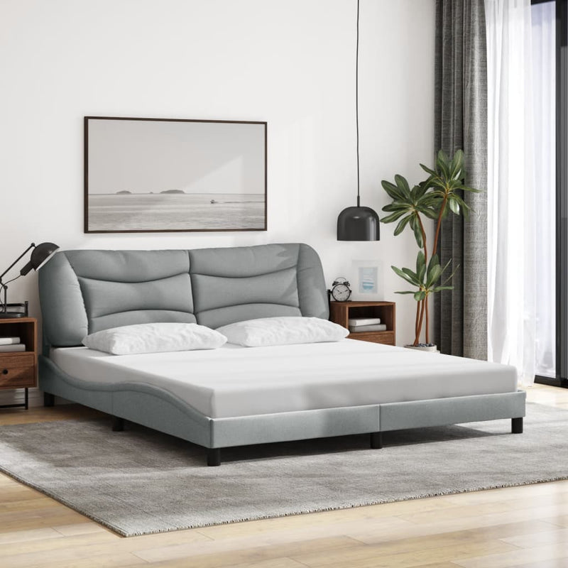 Bed Frame with LED without Mattress Dark Grey 183x203 cm King Fabric Payday Deals