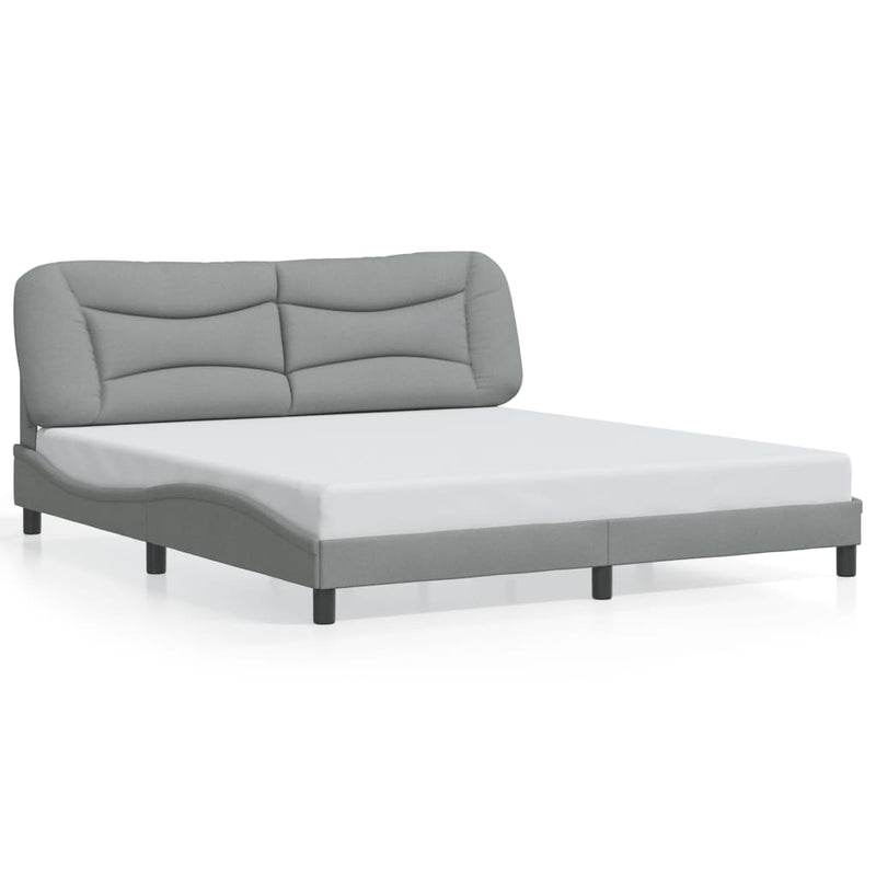 Bed Frame with LED without Mattress Dark Grey 183x203 cm King Fabric Payday Deals