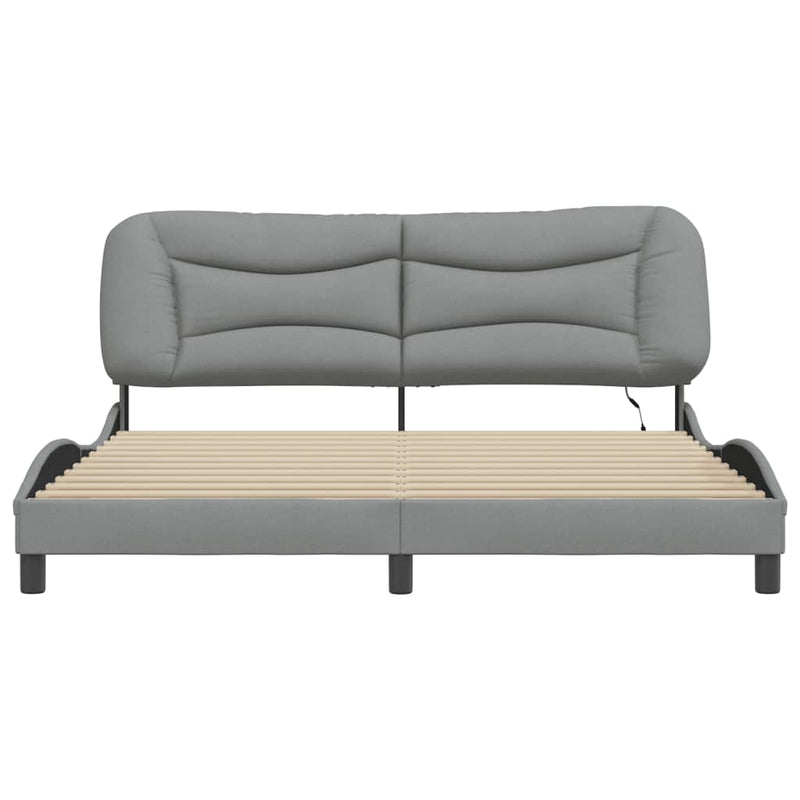 Bed Frame with LED without Mattress Dark Grey 183x203 cm King Fabric Payday Deals